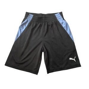 Puma Shorts Kids Size‎ 7 Black Blue PBS24-08553 Athletic Mesh Activewear Logo